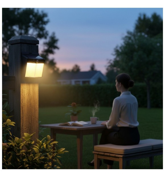 Aplica LED solara cu senzor de miscare, 196 LED-uri, IP65, 6500K, aluminiu