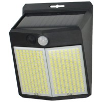 Aplica LED solara cu senzor de miscare, 196 LED-uri, IP65, 6500K, aluminiu - vedere laterala