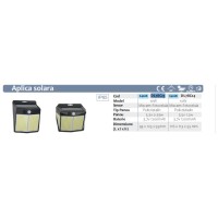 Aplica LED solara cu senzor de miscare, 196 LED-uri, IP65, 6500K, aluminiu - ambalaj