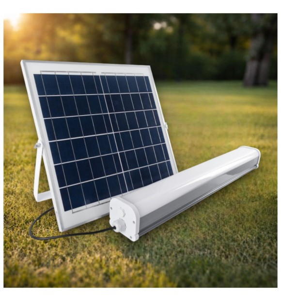 Corp Liniar LED 60W cu Panou Solar IP65, 6500K, Baterie 12Ah