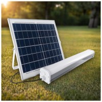 Corp Liniar LED 60W cu Panou Solar IP65, 6500K, Baterie 12Ah
