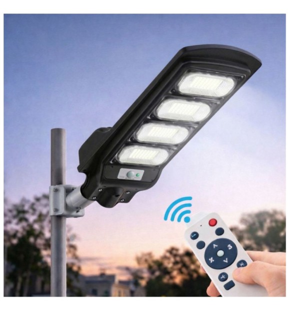 Corp Stradal LED 200W cu Panou Solar Integrat si Telecomanda, 6500K, IP65