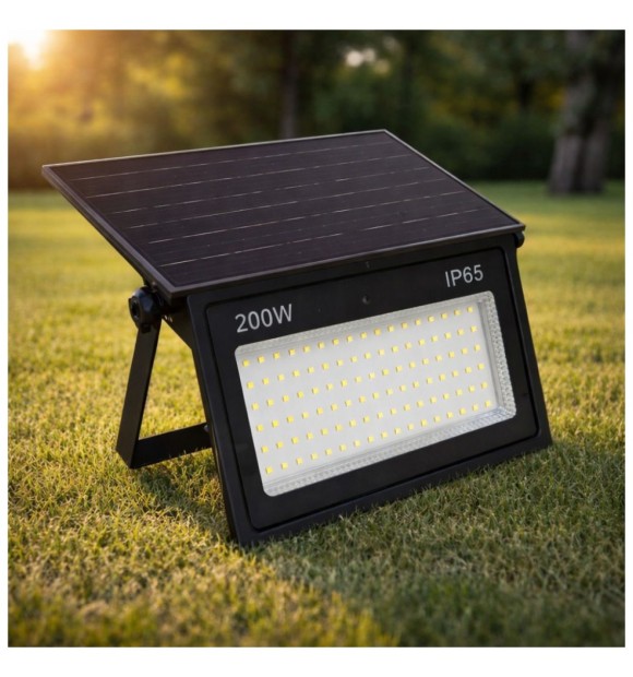 Proiector LED 200W cu panou solar integrat, 1900lm, IP65, 6500K