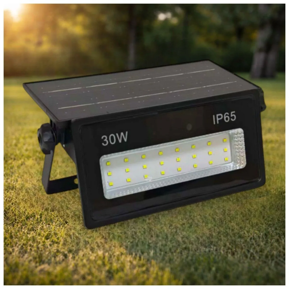 Proiector LED solar 30W 400lm 6500K IP65, panou monocristalin integrat