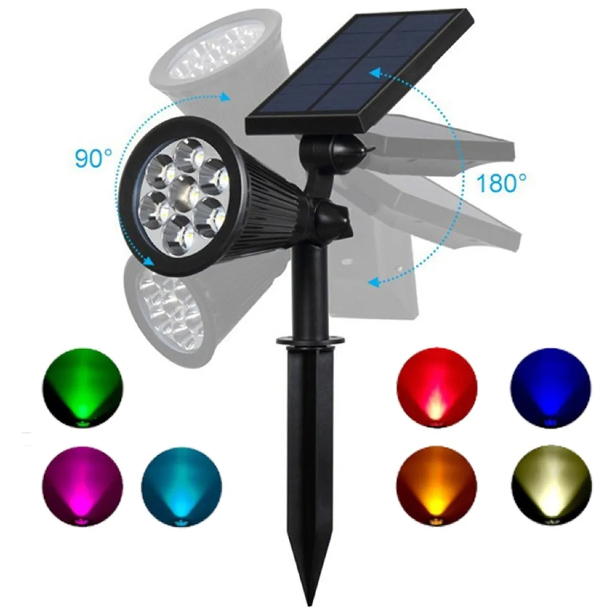 Spot LED solar de gradina RGBW, 7 LED-uri 5050, IP65, ABS