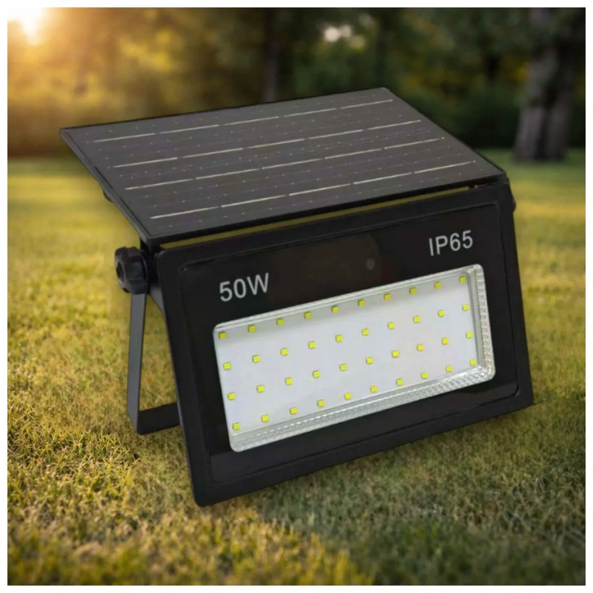 Proiector LED Solar 50W, 700lm, 6500K, IP65, panou monocristalin
