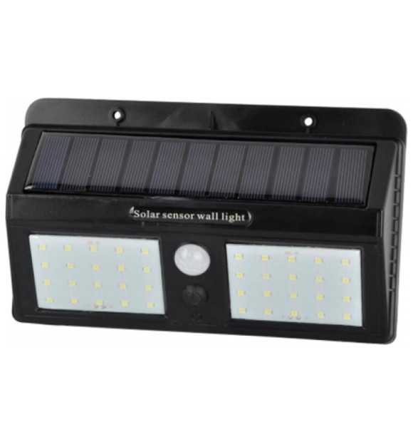Aplica LED cu senzor si panou solar 20W, IP65, 6500K, aluminiu