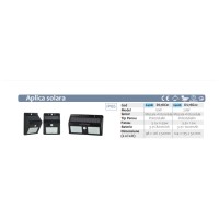 Aplica LED cu senzor si panou solar 20W, IP65, 6500K, aluminiu - vedere laterala