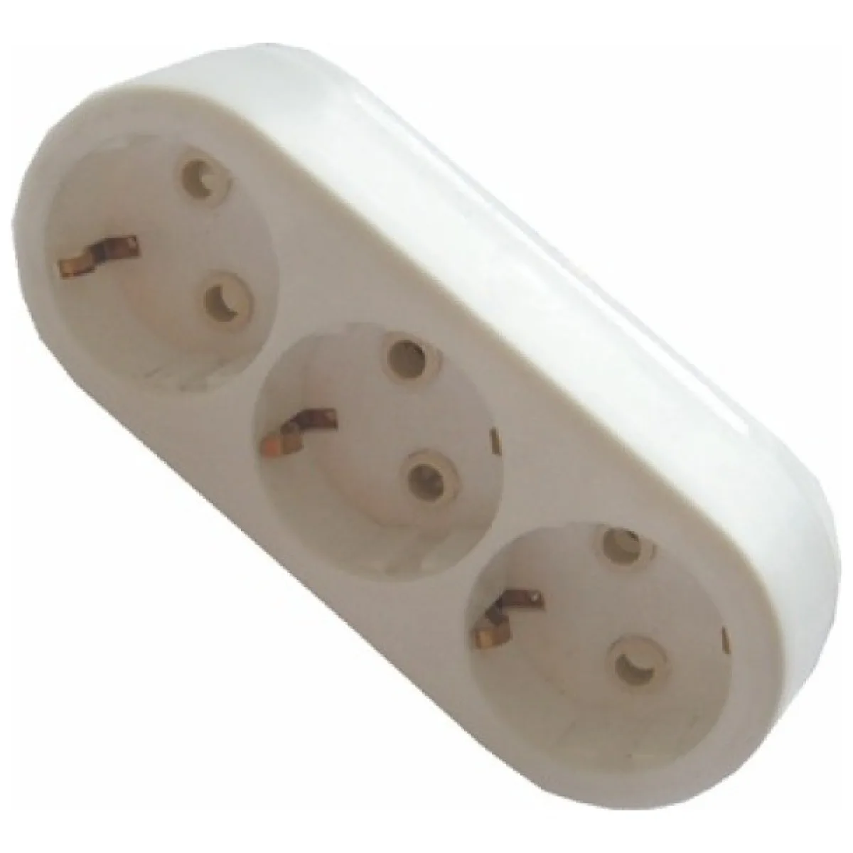 Adaptor priza triplu ceramic cu impamantare, 230V IP20