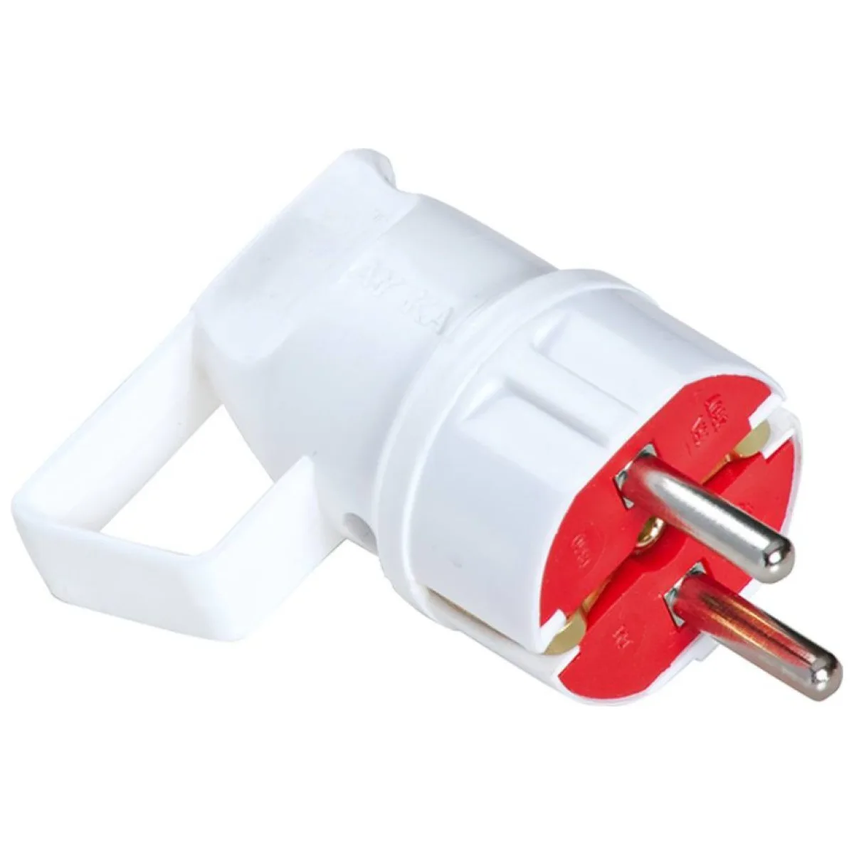 Stecher Plastic 16A 250V cu Contact de Protectie IP20, Alb/Rosu