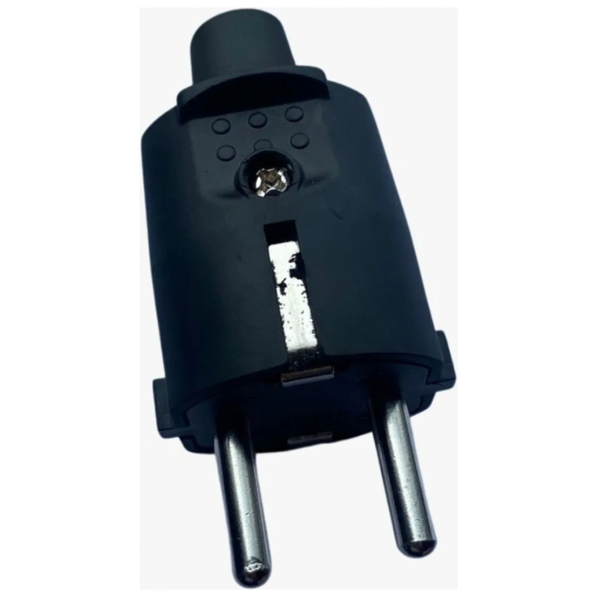 Stecher Cauciuc Schuko cu Contact de Protectie 16A, Negru IP20