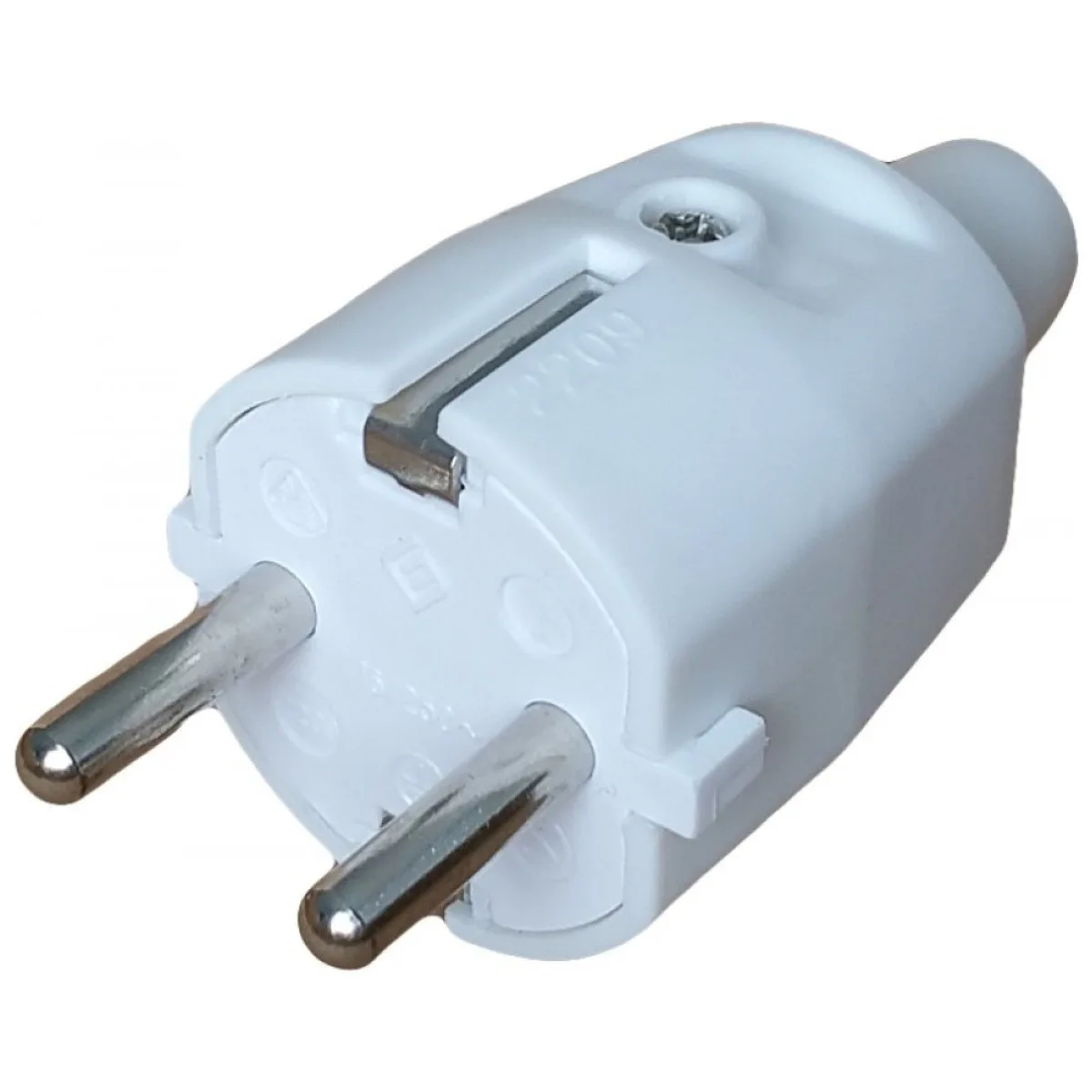 Stecher Cauciuc cu Contact de Protectie, Alb, 16A 250V, IP20