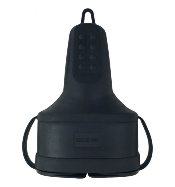Cupla Dubla Cauciuc cu Contact Protectie 16A, IP44, Negru