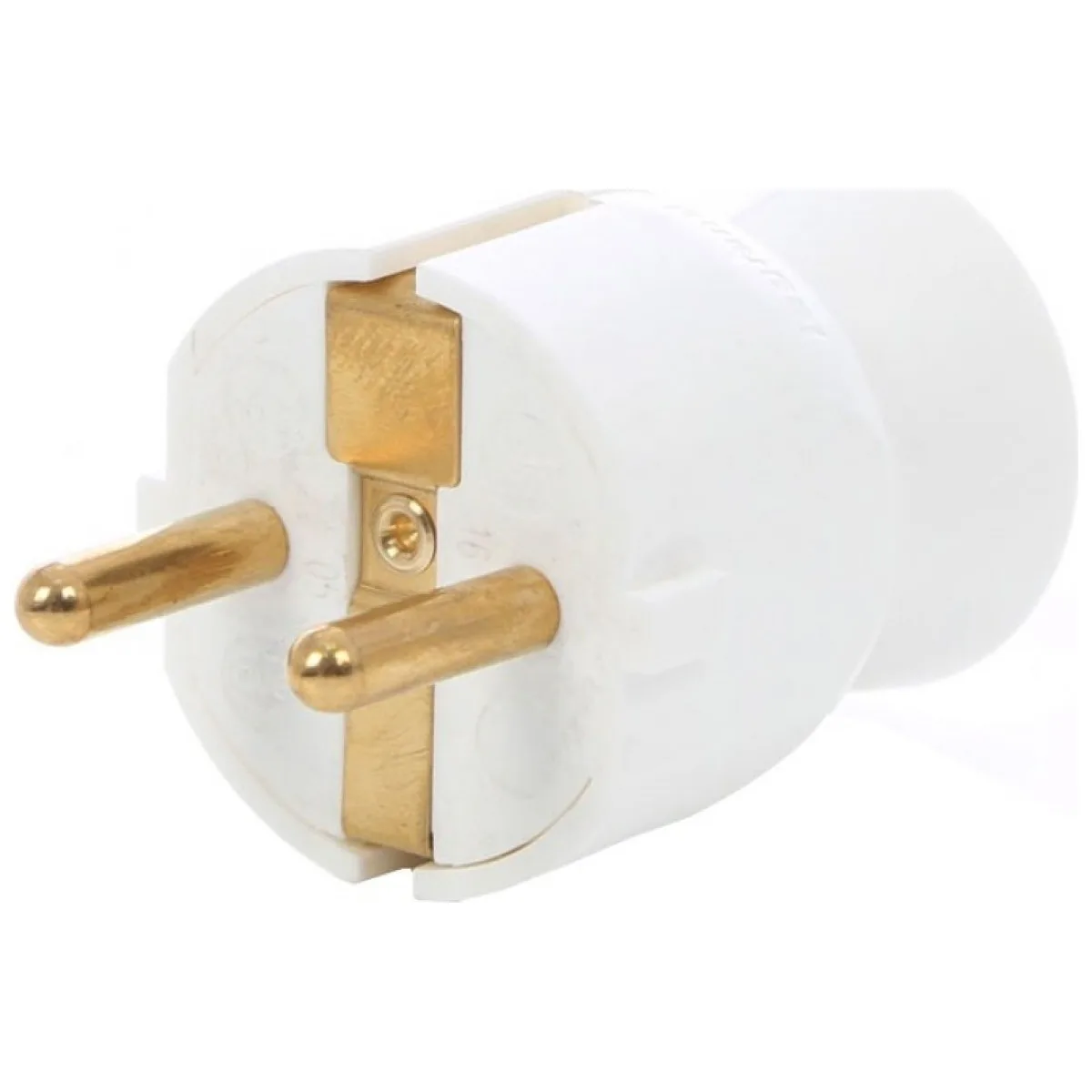 Stecher schuko cu iesire laterala 16A 250V, alb, cu impamantare