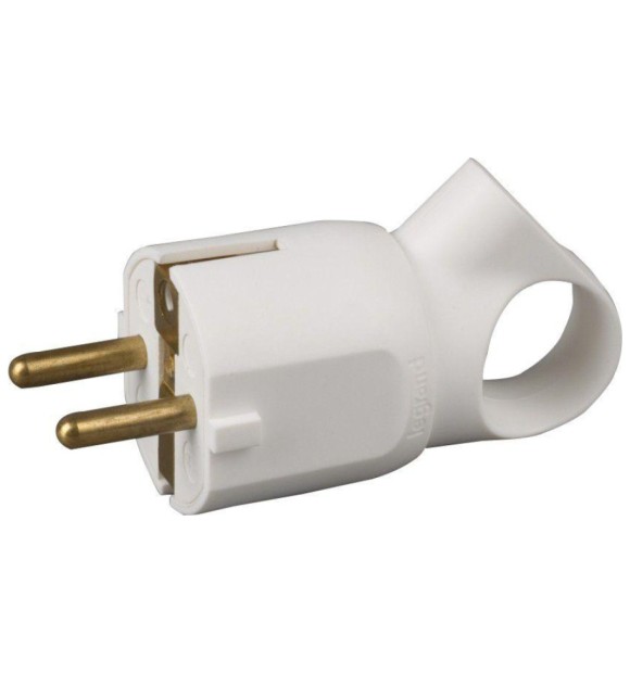 Stecher cu inel si contact de protectie 16A 250V, Alb