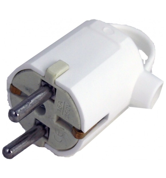 Stecher Ceramic cu Inel 16A, Contact Protectie, IP20, Alb