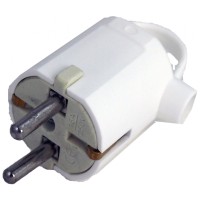 Stecher Ceramic cu Inel 16A, Contact Protectie, IP20, Alb