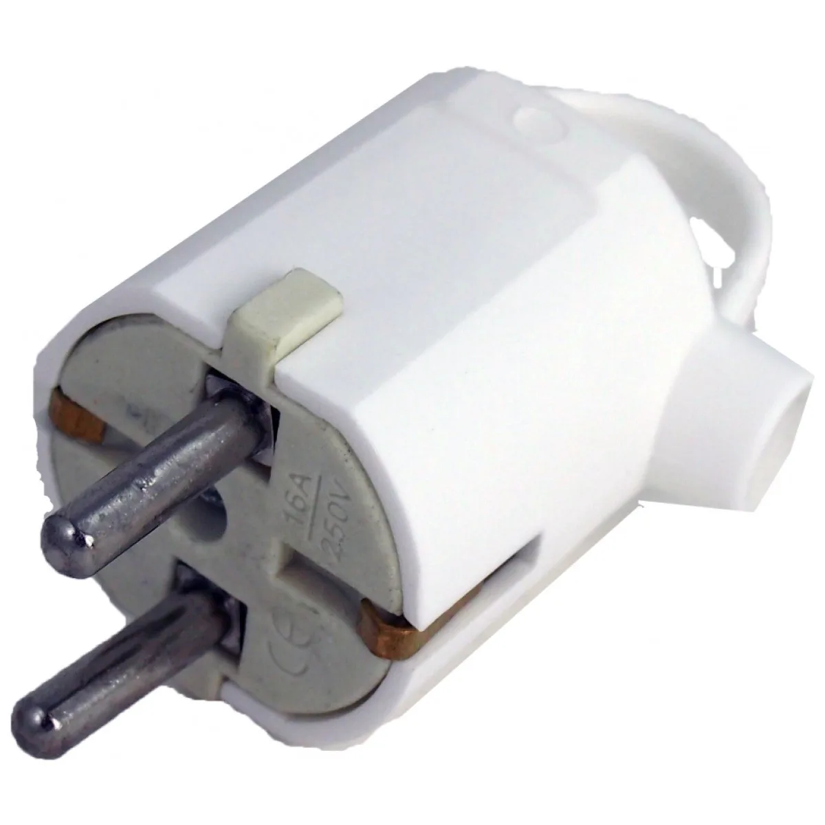 Stecher Ceramic cu Inel 16A, Contact Protectie, IP20, Alb