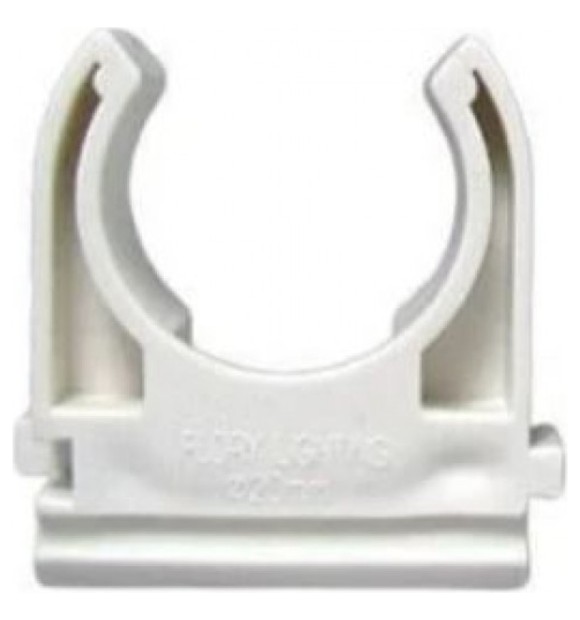 Clema simpla pentru tub PVC 20 mm, fixare traseu cablu, alb