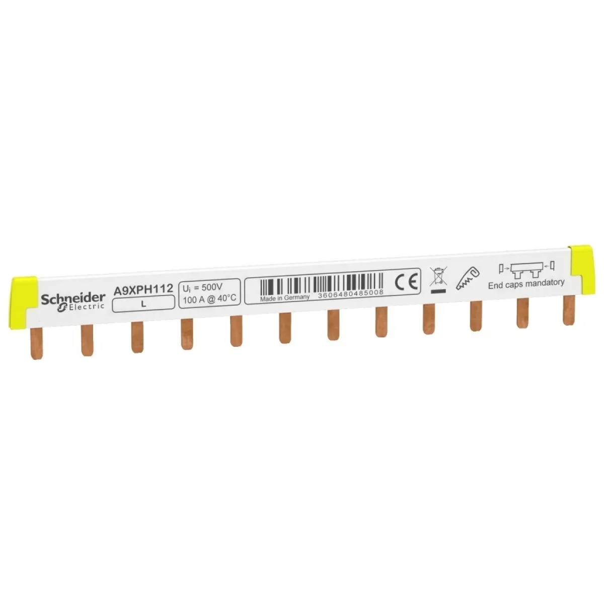 Pieptene distributie busbar 1P 100A 12 module, cupru 220mm