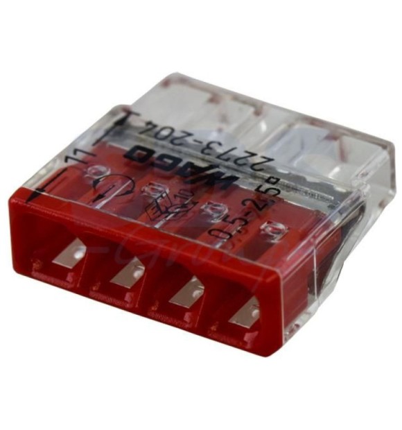 Conector derivatie WAGO 4 poli pentru cablu masiv, 32A 400V
