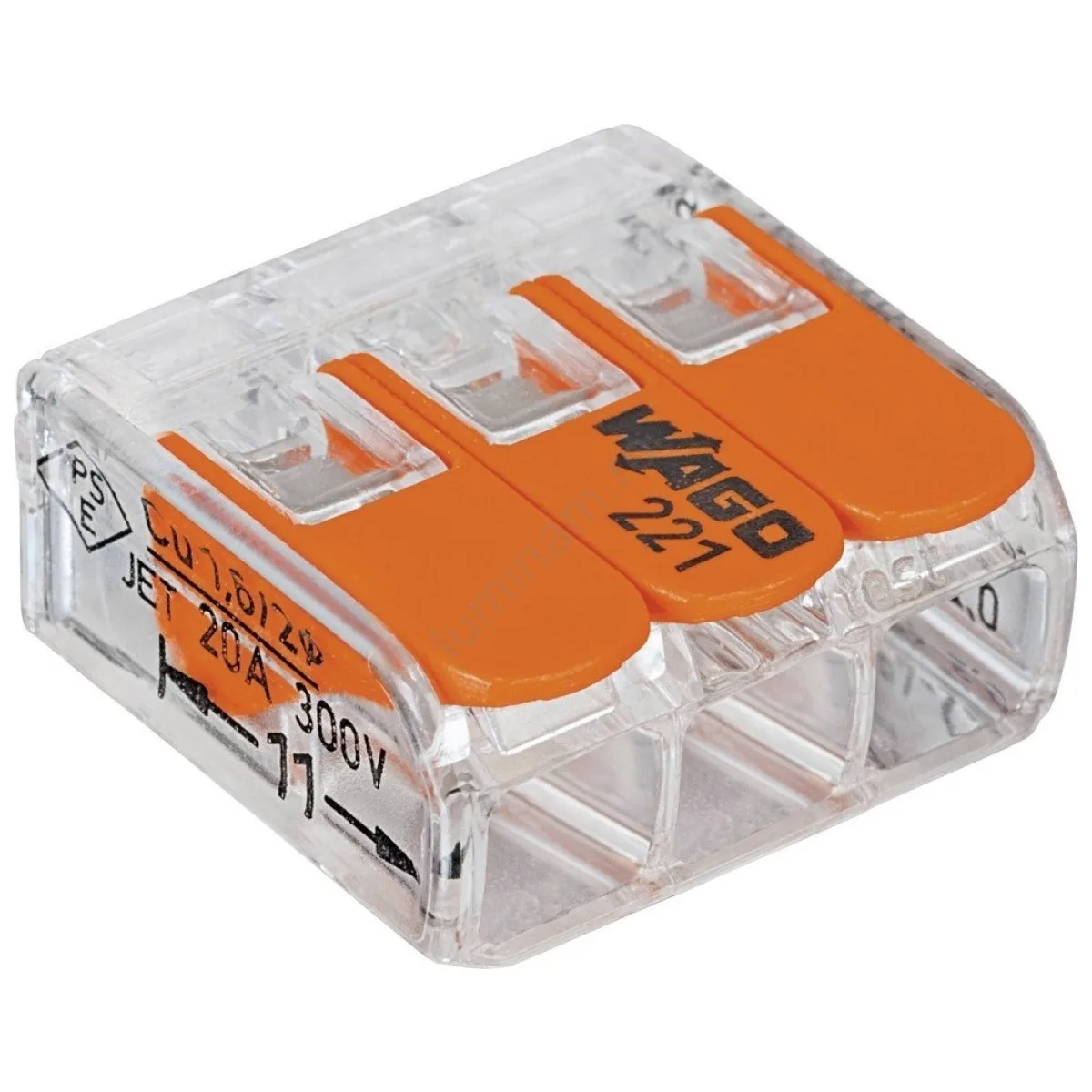 Conector derivatie WAGO 221 slim, 3 poli, 0.5-4mmp, 32A 400V