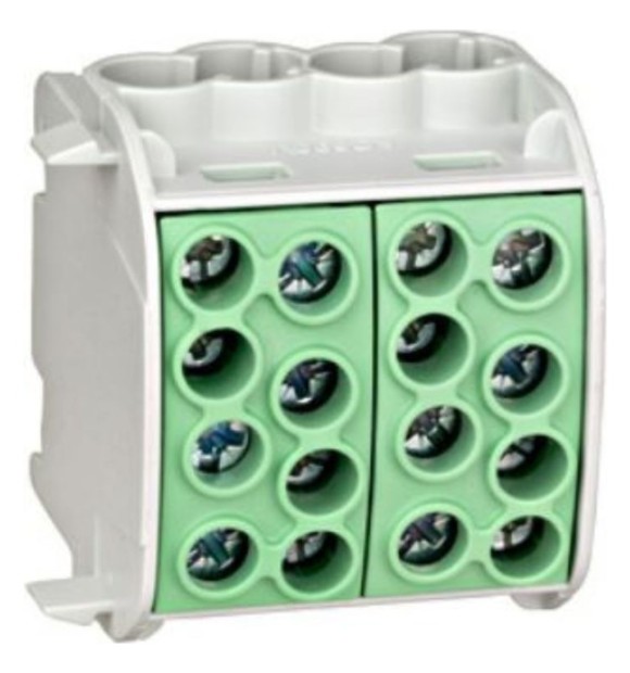 Clema derivatie 35mmp, 4 intrari - 4 iesiri, galben-verde IP20