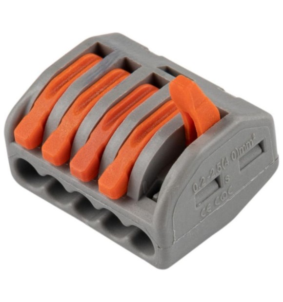 Conector cu maneta WAGO 222-415, 5 poli, 32A 400V, litat si rigid