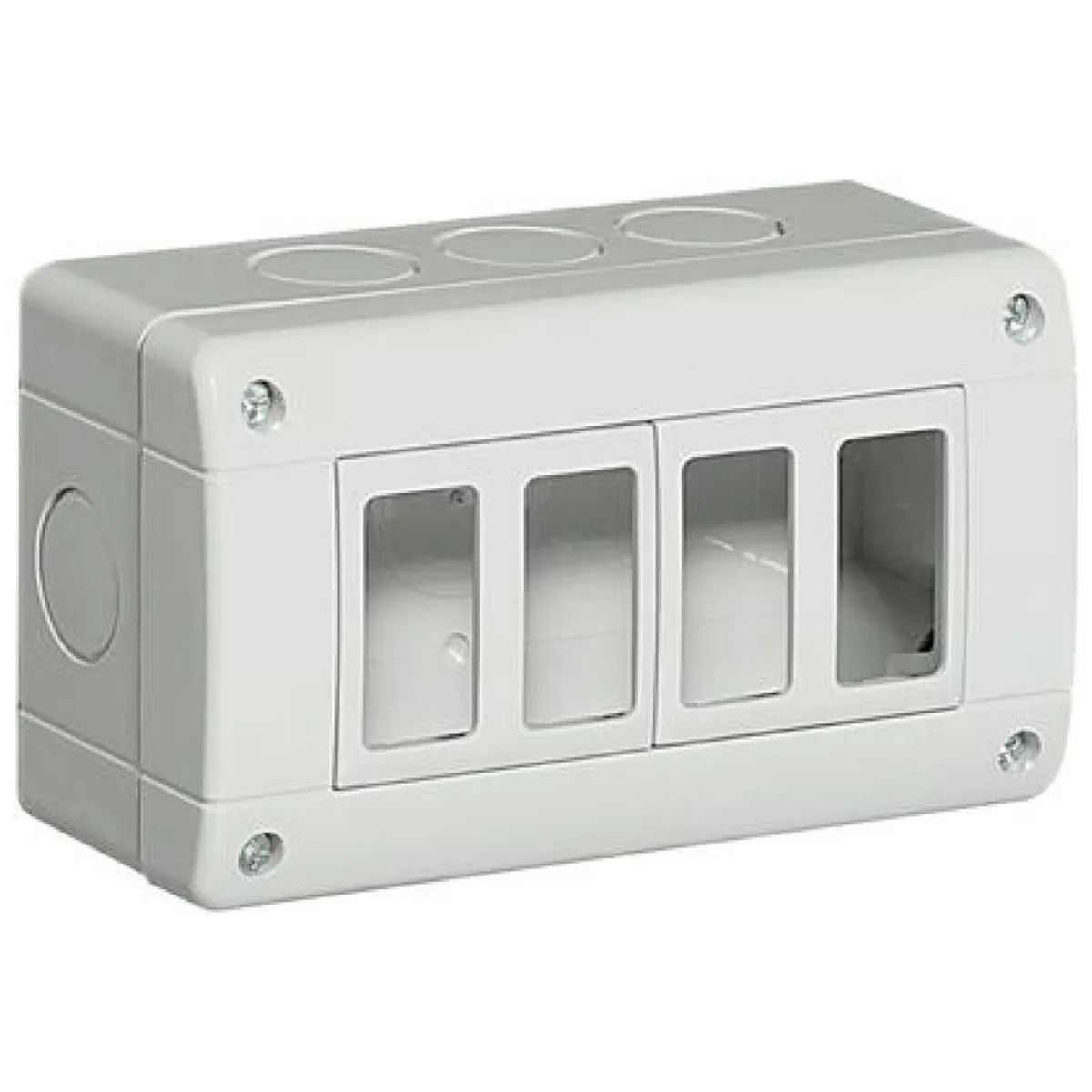 Doza legatura 4 module Bticino Matix 25404, montaj aplicat, plastic