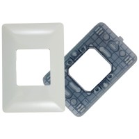Suport cu Rama 2 Module NEO, Plastic Alb-Gri, Montaj Ingropat