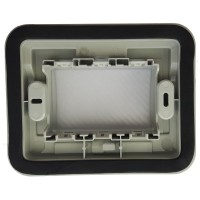Rama Spin NEO 3 module, IP44, plastic alb cu suport gri - vedere laterala