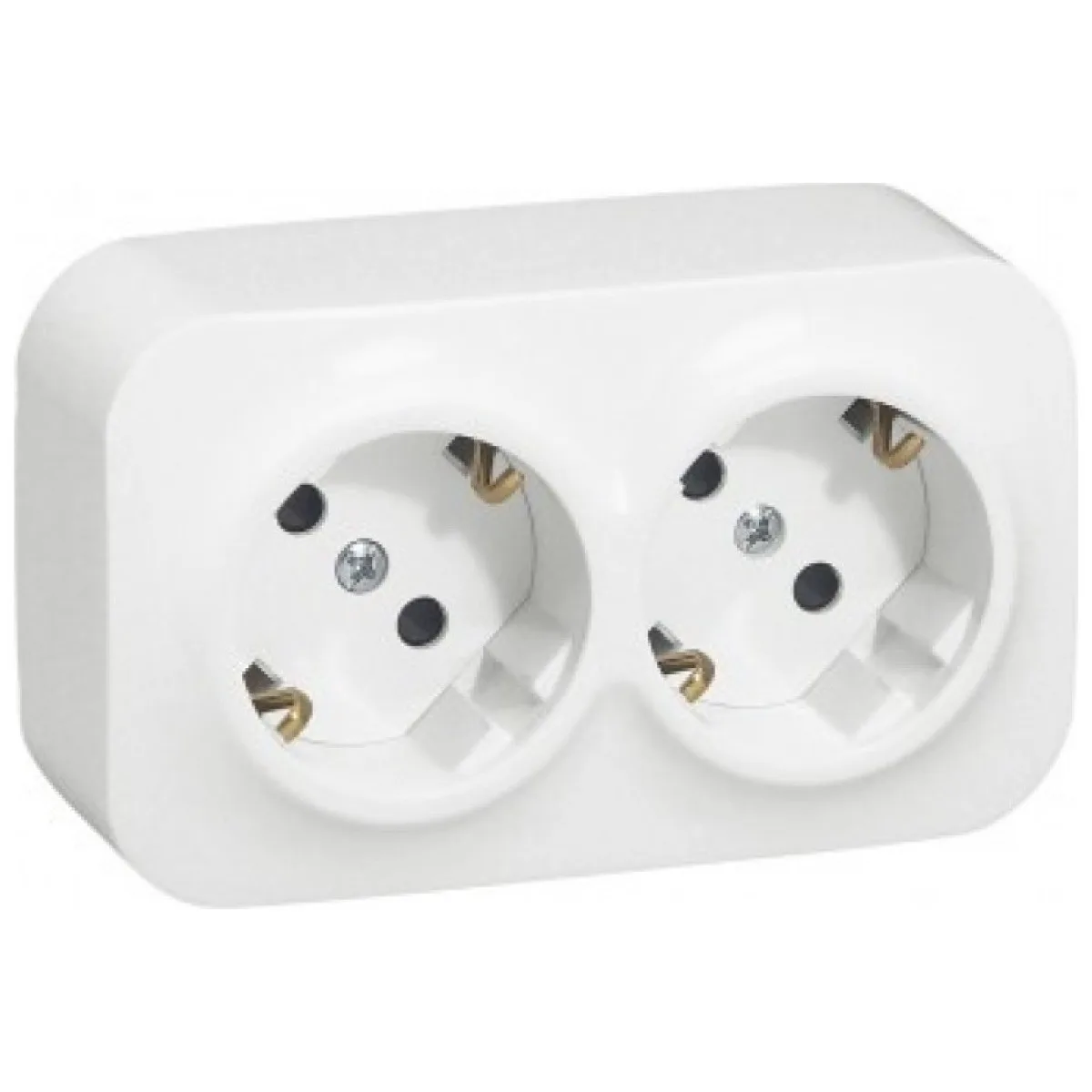 Priza dubla cu impamantare 16A, montaj aparent, alb - Forix Legrand