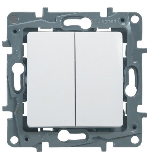 Intrerupator dublu cap scara 10A alb, 1 modul - Legrand Niloe 664502