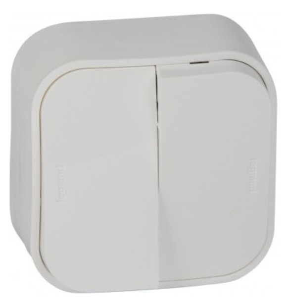 Intrerupator dublu aparent Forix Legrand 10A, IP20, alb