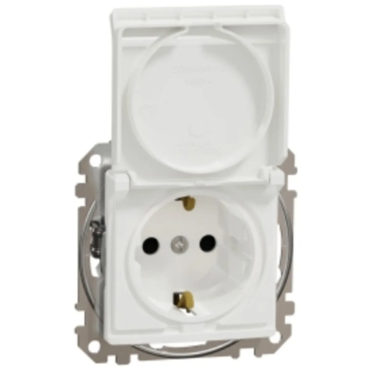 Priza simpla cu impamantare si capac alb 16A Sedna Design