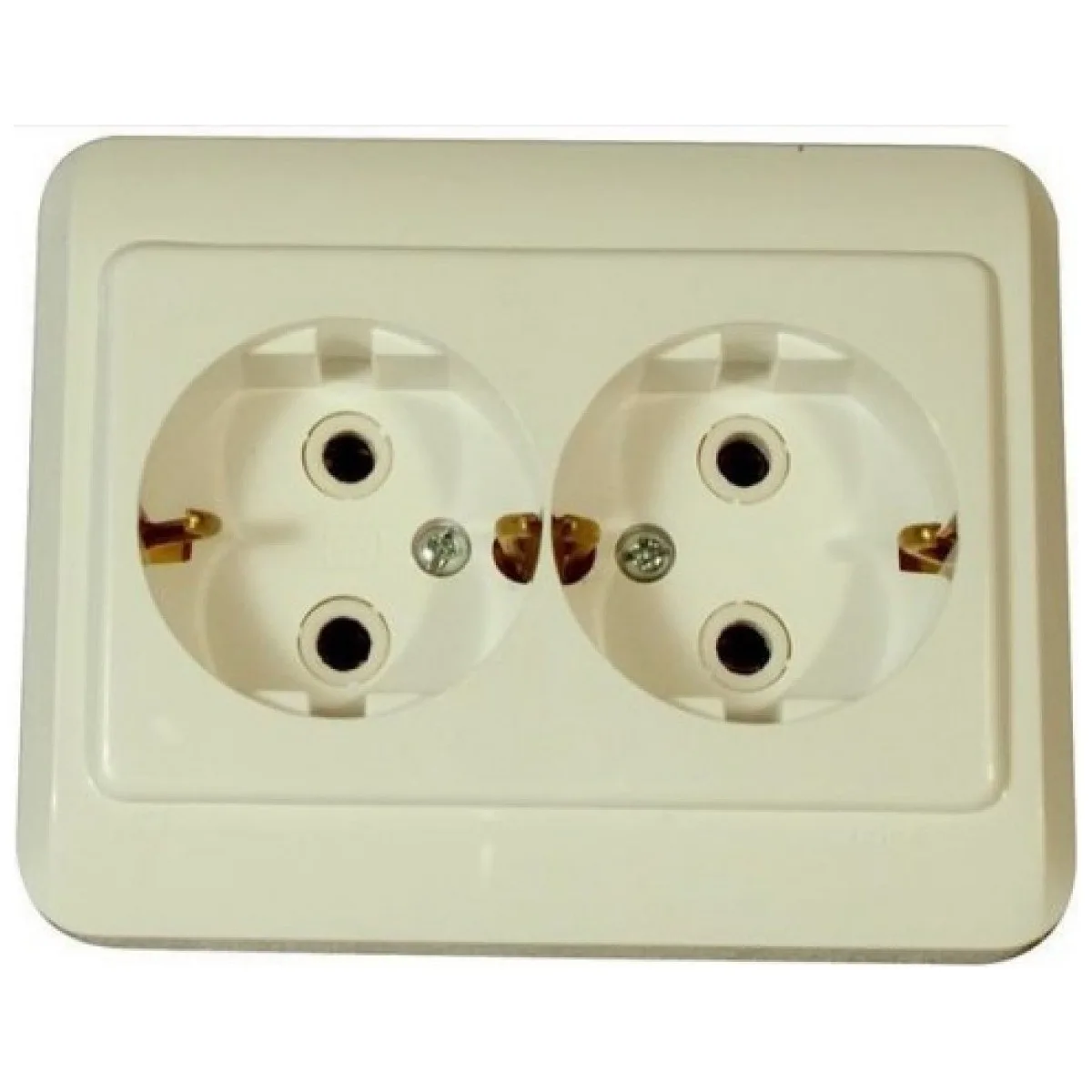 Priza Dubla Ceramica cu Contact de Protectie, Montaj Incastrat 230V