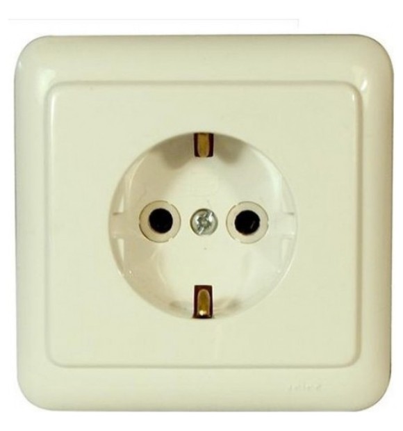 Priza Simpla Ceramica cu Contact de Protectie, Montaj Incastrat