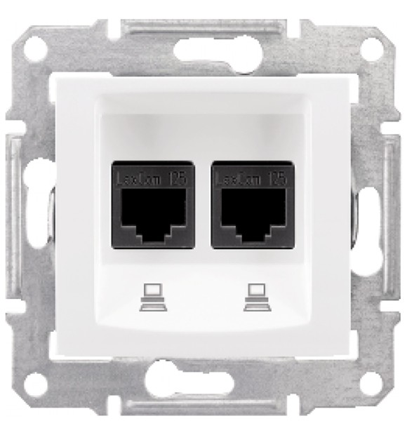 Priza UTP RJ45 dubla, alb, modulara Sedna - retea date 1 modul