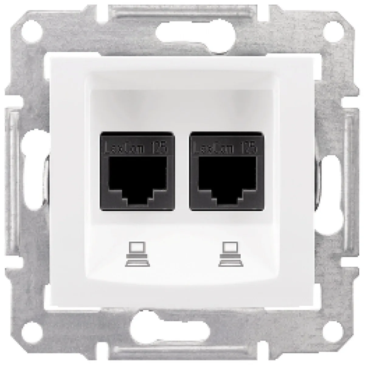 Priza UTP RJ45 dubla, alb, modulara Sedna - retea date 1 modul