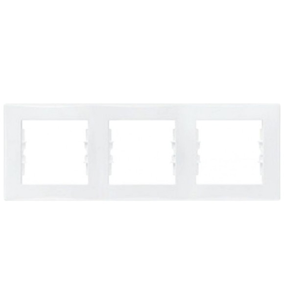Rama tripla orizontala Sedna alb, 3 module, montaj ingropat