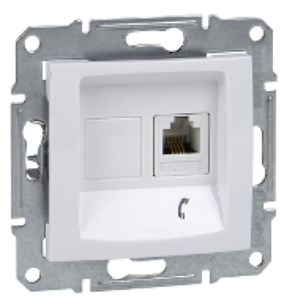 Priza telefon simpla 1 modul, incastrata, alb - Sedna Schneider