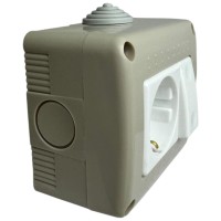 Modul Intrerupator Simplu cu Priza fara Capac SPIN MOD, 10A 250V, IP20, Aparent - vedere laterala