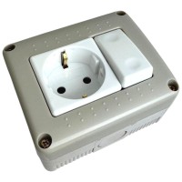Modul Intrerupator Simplu cu Priza fara Capac SPIN MOD, 10A 250V, IP20, Aparent - detaliu