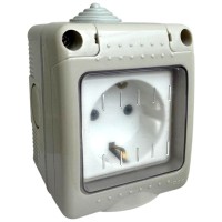Priza Modulara Simpla cu Capac Antigron 16A IP55, Montaj Aparent