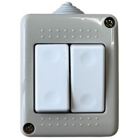 Intrerupator Dublu Modular Fara Capac AG IP20, 10A 250V, Alb - vedere laterala