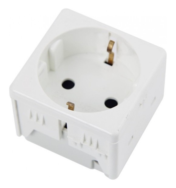 Priza Modulara cu Impamantare Shucko 16A, 2 Module, Alba