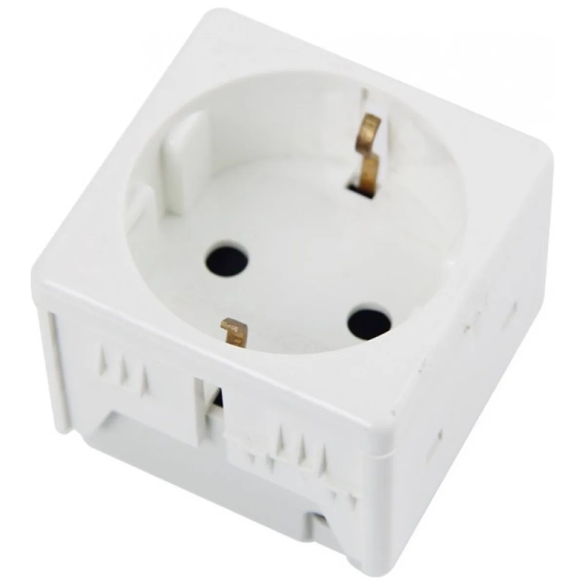 Priza Modulara cu Impamantare Shucko 16A, 2 Module, Alba