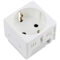 Priza Modulara cu Impamantare Shucko 16A, 2 Module, Alba - vedere laterala