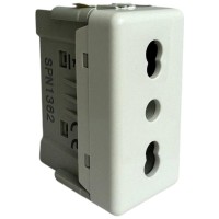 Priza Modulara 1 Modul, 16A, Alba, Plastic Ignifug cu Impamantare