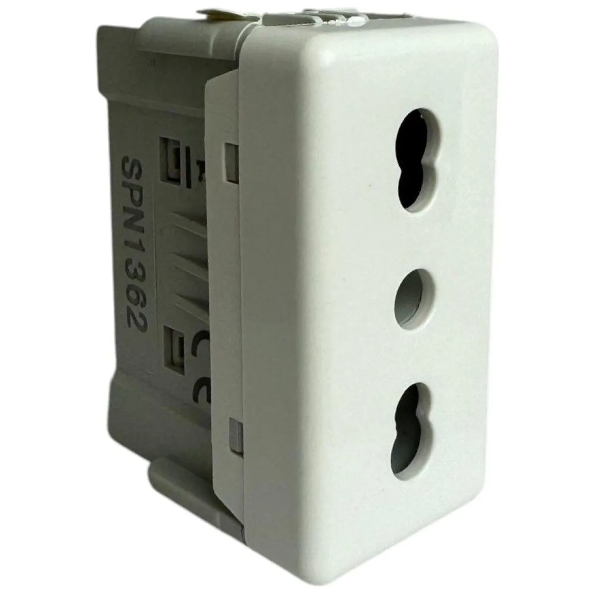 Priza Modulara 1 Modul, 16A, Alba, Plastic Ignifug cu Impamantare
